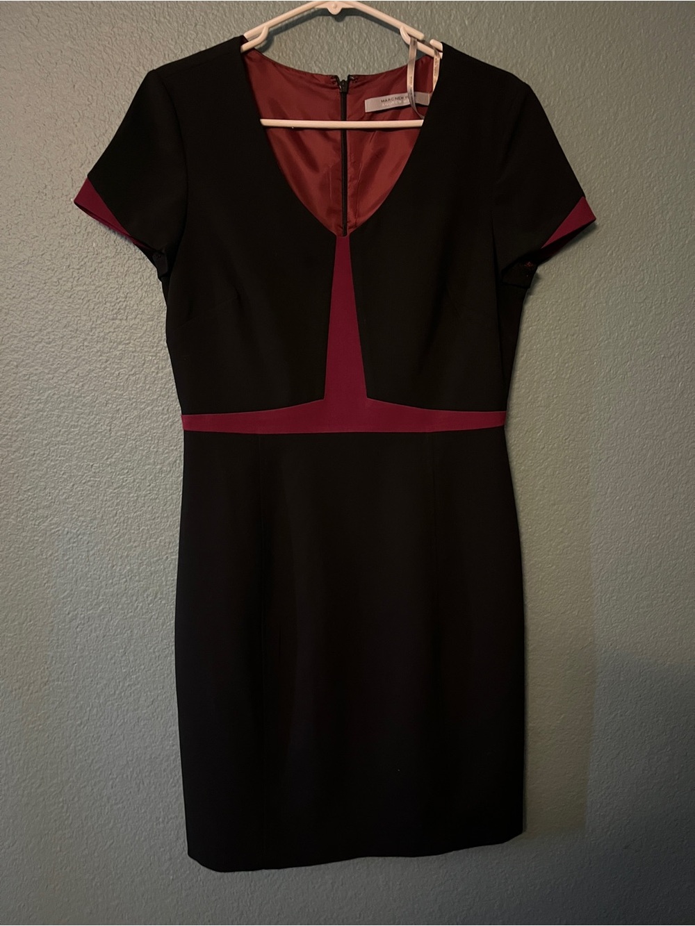 Marc New York Black Dress with Burgundy Inset Panels